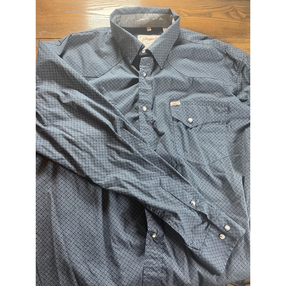 Rafter C Cowboy Collection Long Sleeve Pro Flex Pearl Snap Size 3XB Blue